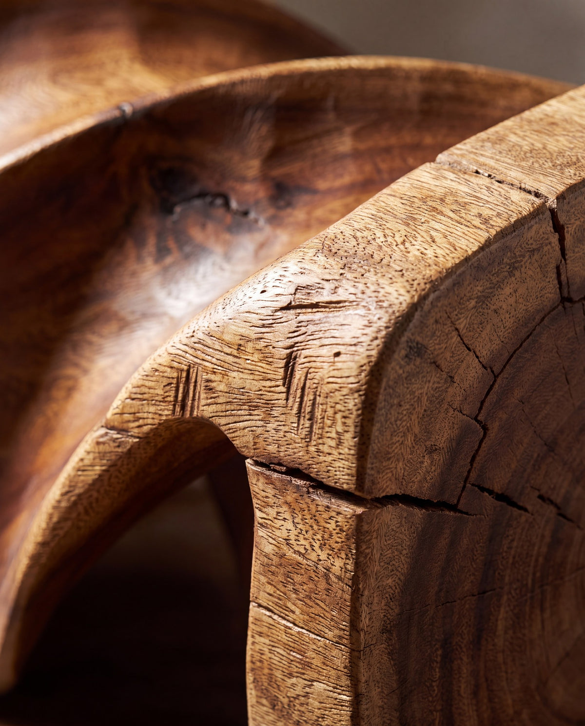 Close carved wood detail from The Kirel