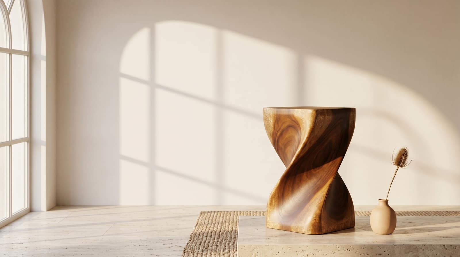 Sculptural furniture in a considered interior